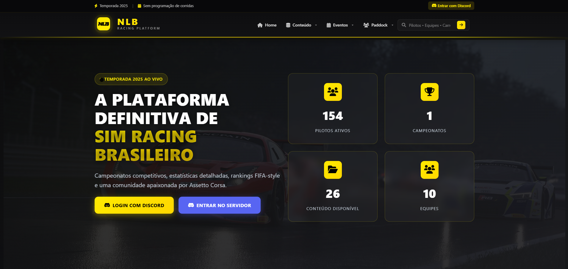 NovaLigaBR - Sistema para Ligas de Sim Racing